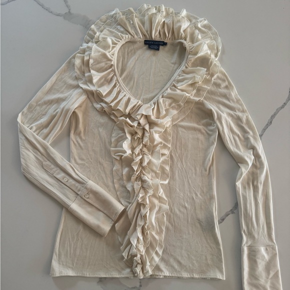 Ralph Lauren Tops - Ralph Lauren Cream Ruffled Blouse